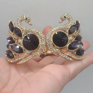 Off Park Collection Swan Bracelet OPC Purple Gold Tone Signed Never Worn‎ Size 6